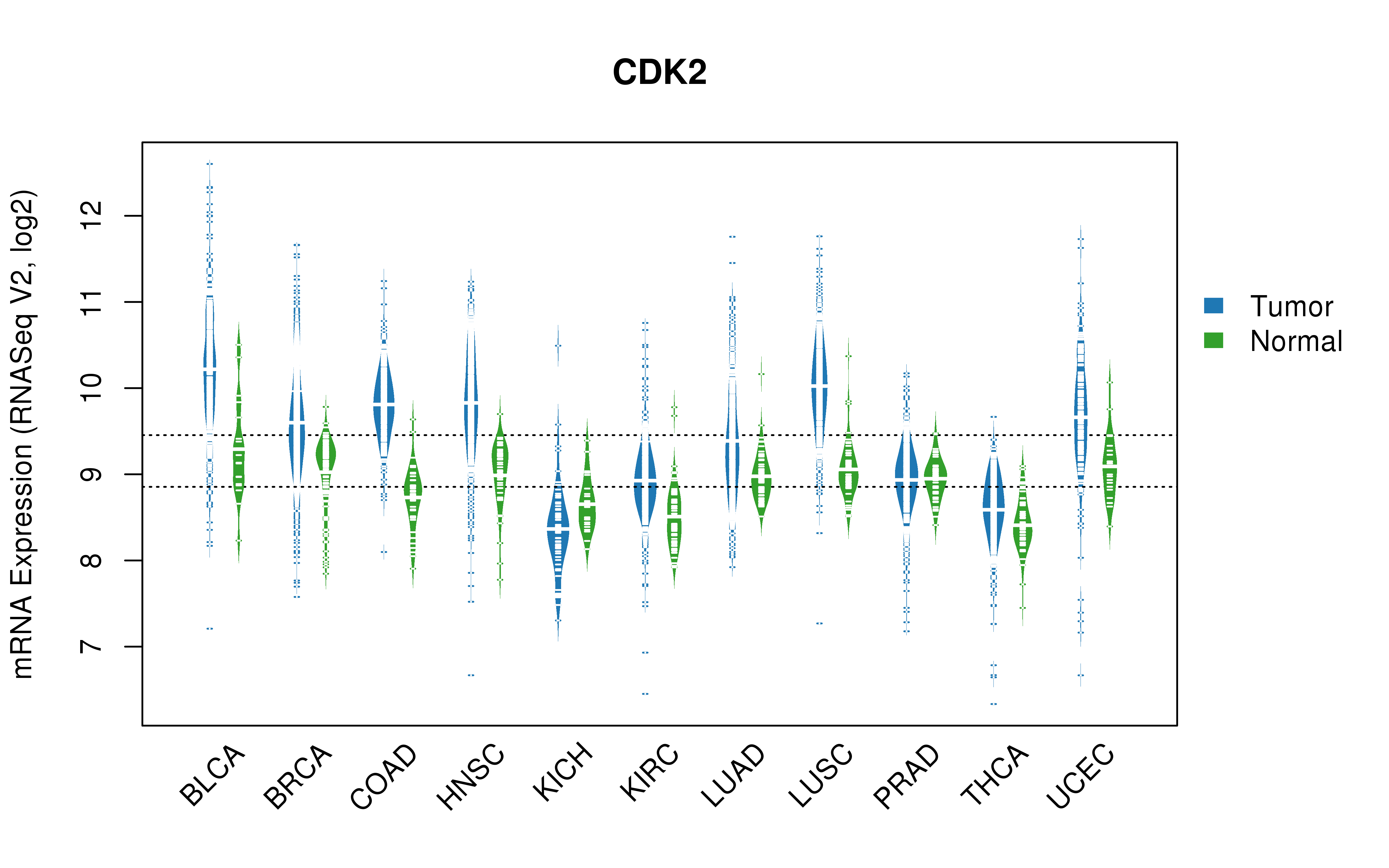 TCGA pan-cancer gene expression summary; We extracted RNASeqV2 normalized gene expression data from TCGA using the R package TCGA-Assembler. All public data files on TCGA DCC data server were gathered on Jan-05-2015.