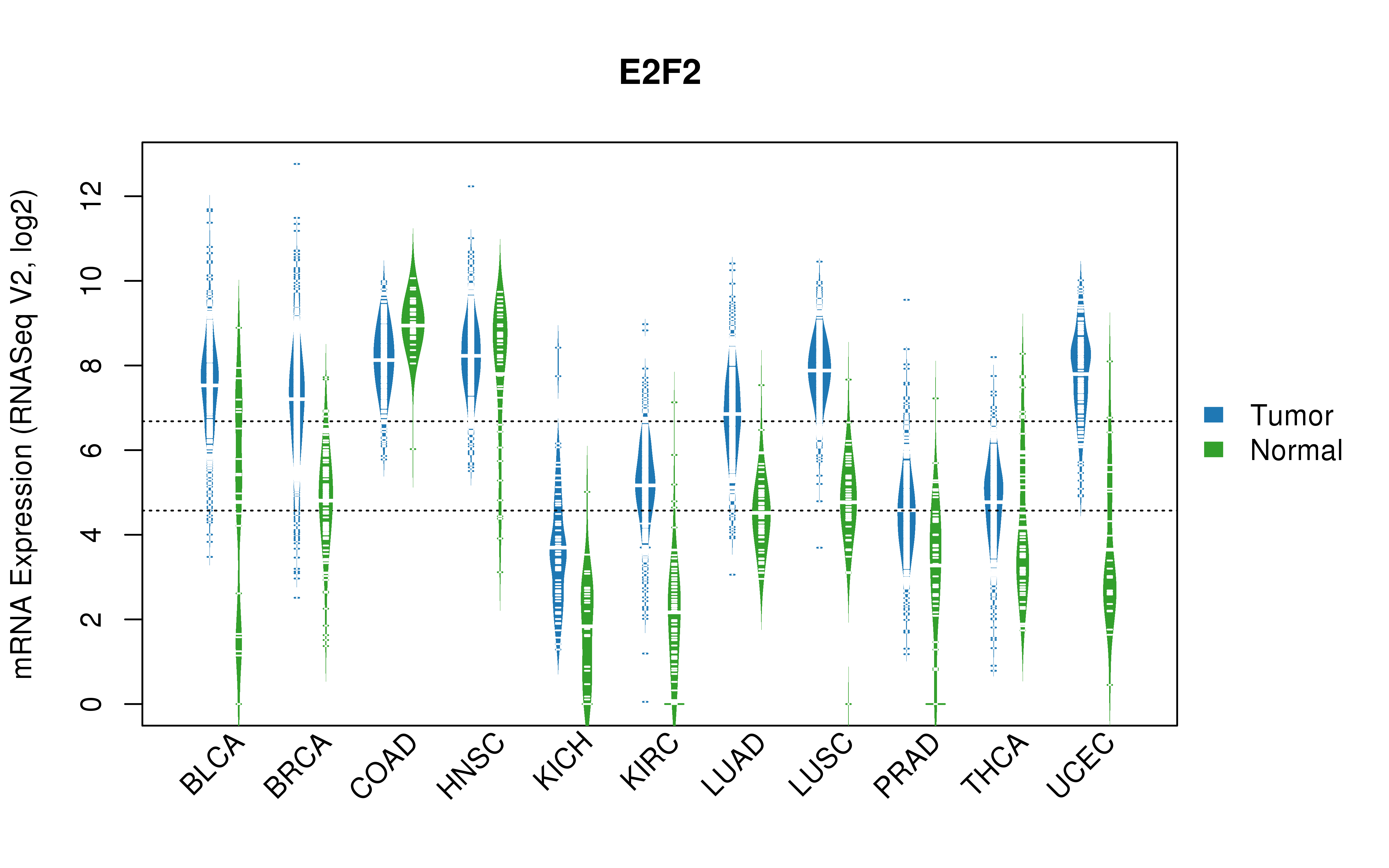 TCGA pan-cancer gene expression summary; We extracted RNASeqV2 normalized gene expression data from TCGA using the R package TCGA-Assembler. All public data files on TCGA DCC data server were gathered on Jan-05-2015.