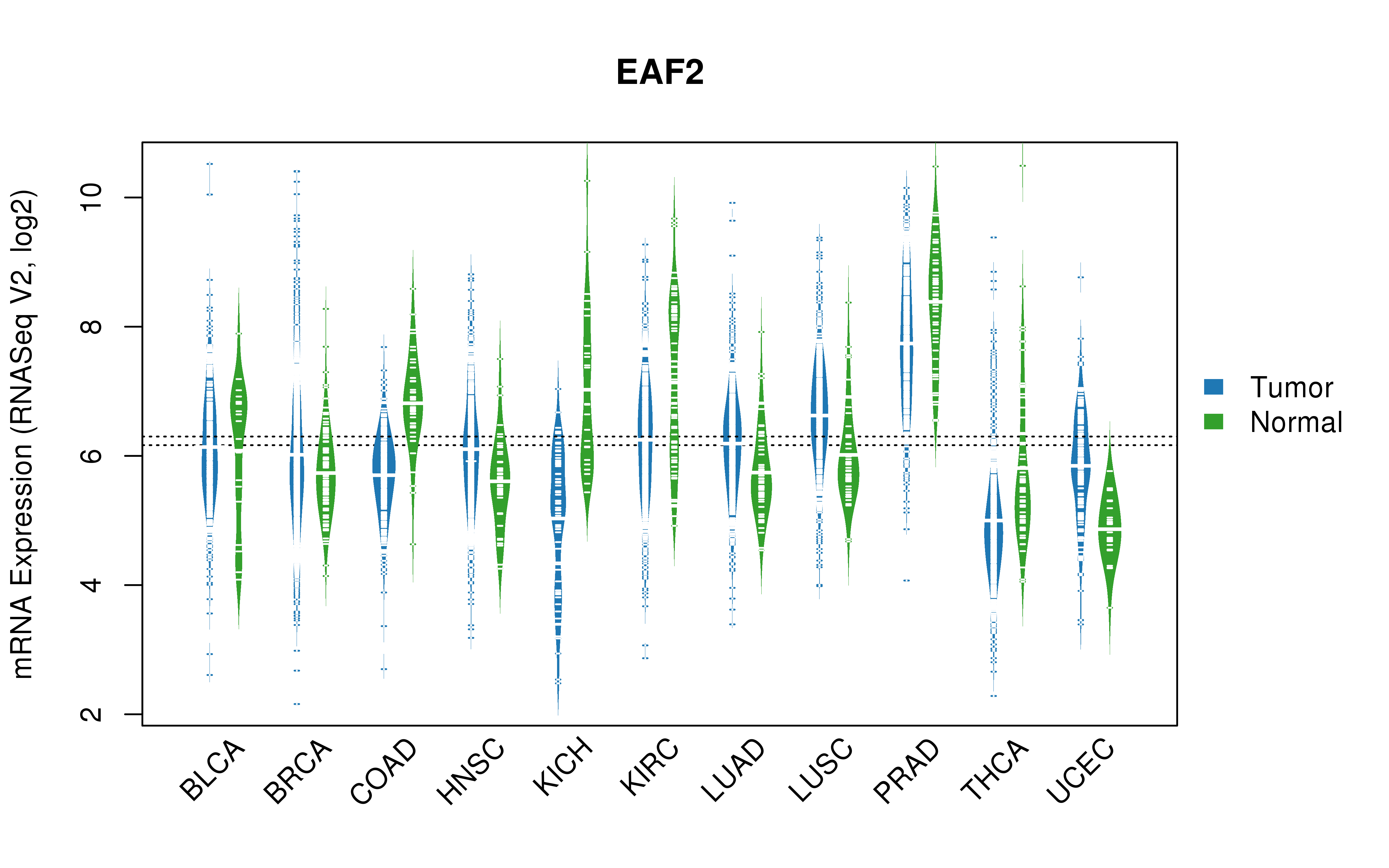 TCGA pan-cancer gene expression summary; We extracted RNASeqV2 normalized gene expression data from TCGA using the R package TCGA-Assembler. All public data files on TCGA DCC data server were gathered on Jan-05-2015.