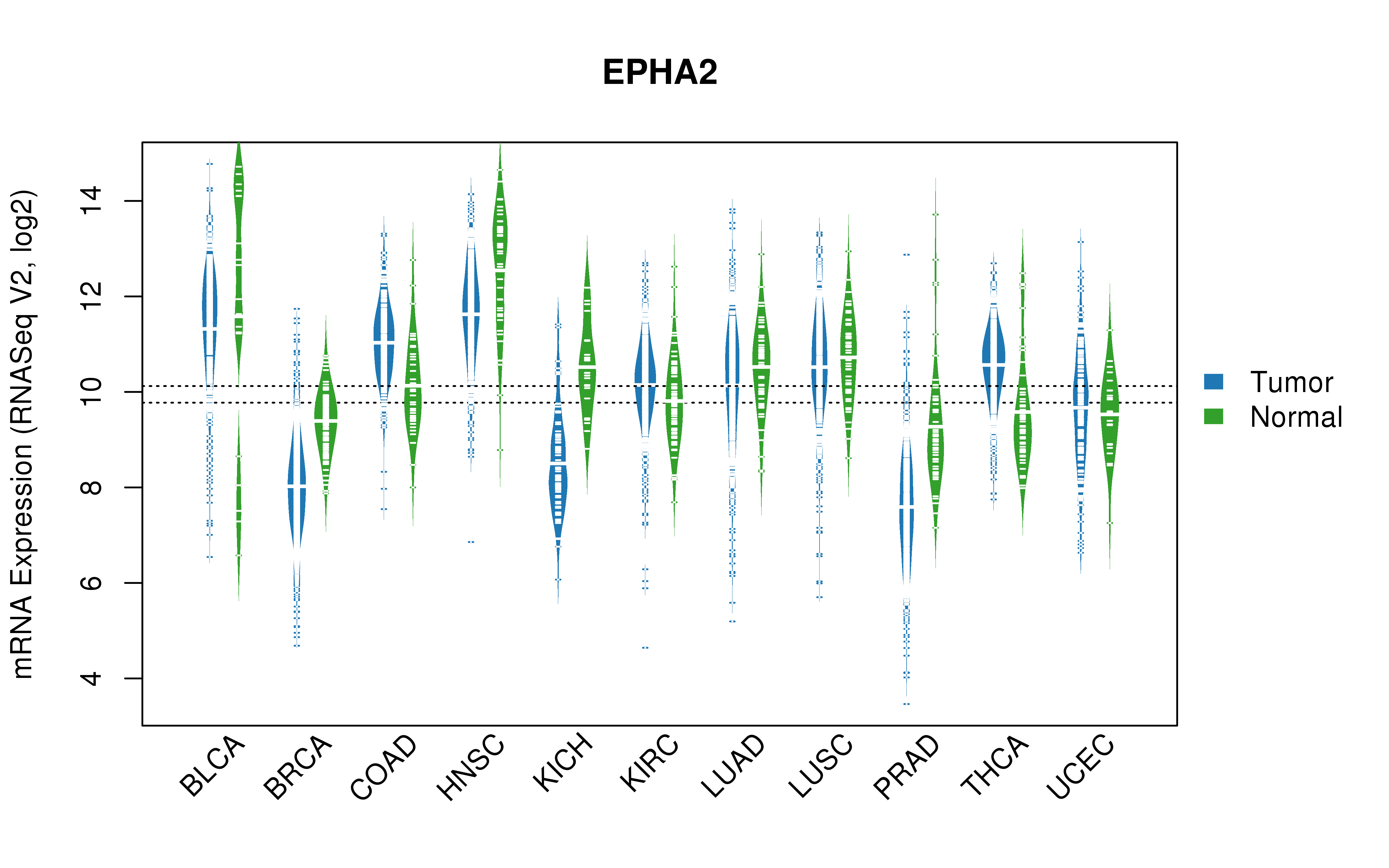 TCGA pan-cancer gene expression summary; We extracted RNASeqV2 normalized gene expression data from TCGA using the R package TCGA-Assembler. All public data files on TCGA DCC data server were gathered on Jan-05-2015.