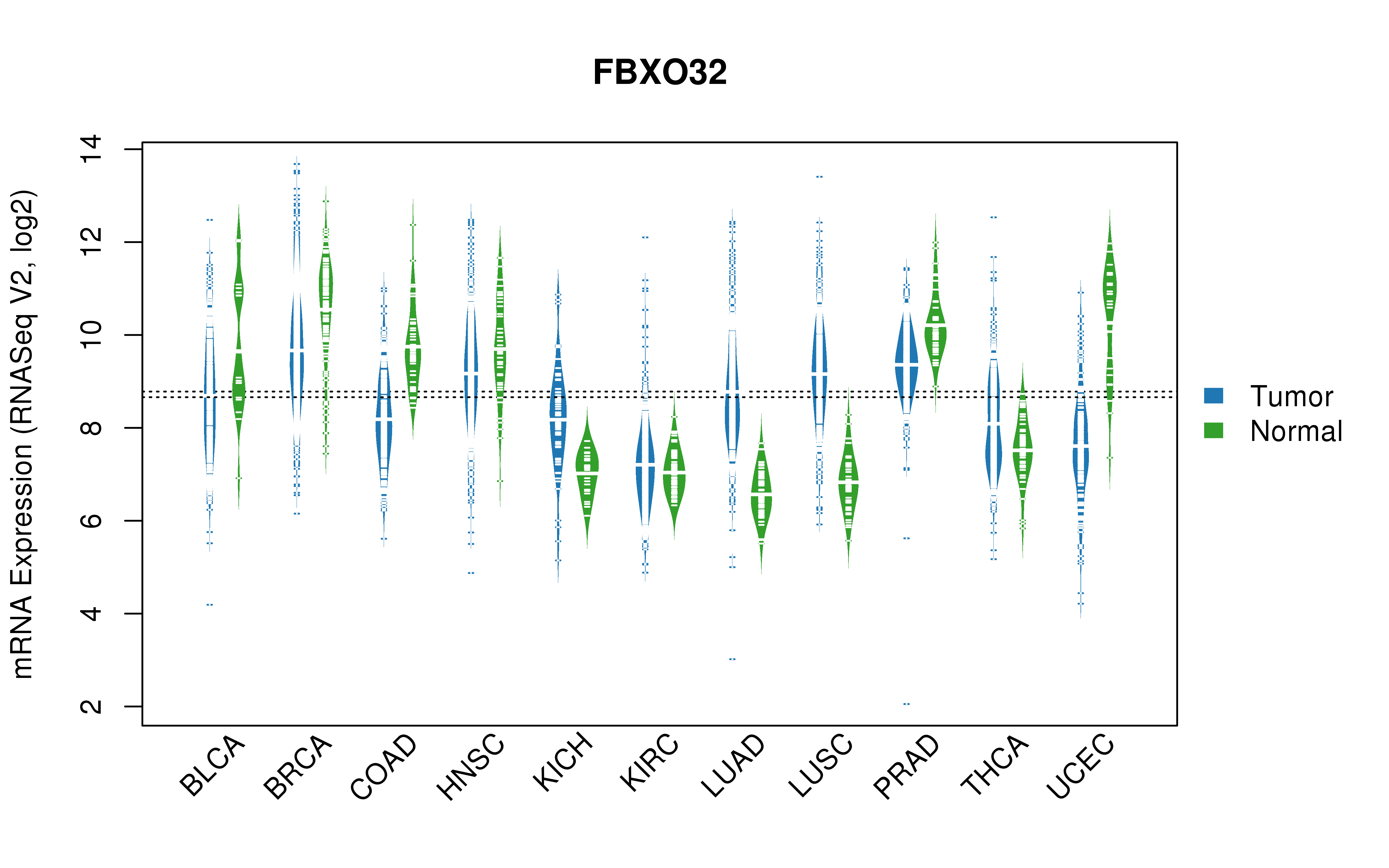 TCGA pan-cancer gene expression summary; We extracted RNASeqV2 normalized gene expression data from TCGA using the R package TCGA-Assembler. All public data files on TCGA DCC data server were gathered on Jan-05-2015.