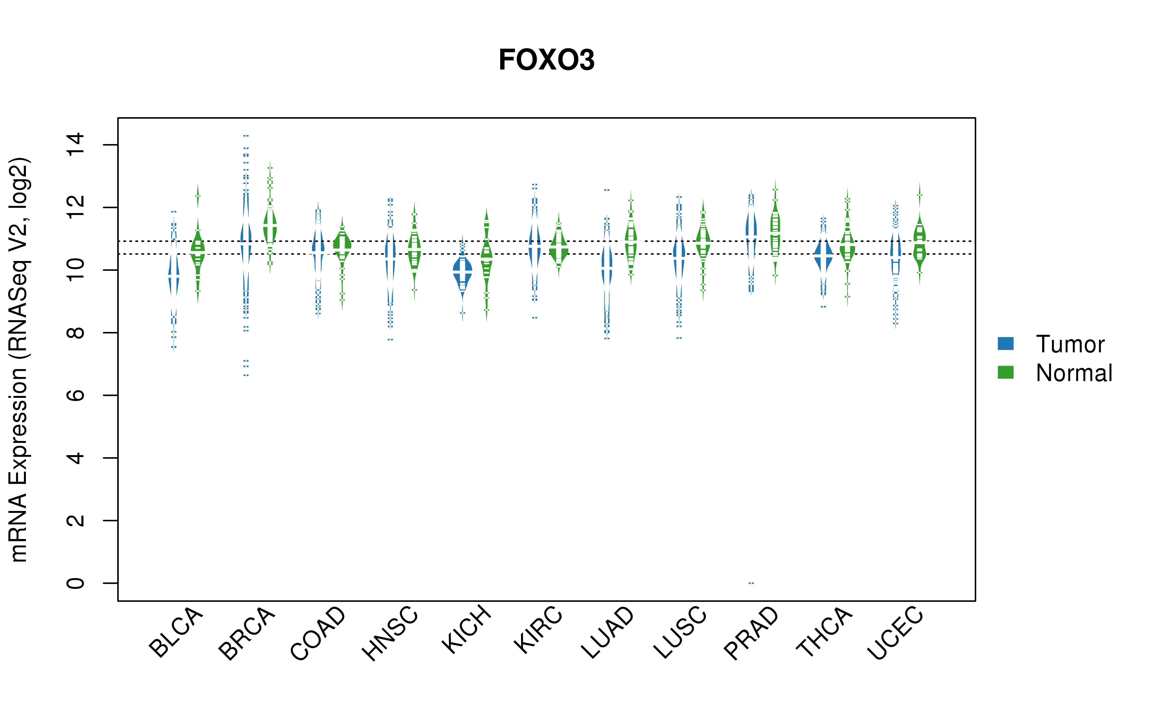 TCGA pan-cancer gene expression summary; We extracted RNASeqV2 normalized gene expression data from TCGA using the R package TCGA-Assembler. All public data files on TCGA DCC data server were gathered on Jan-05-2015.