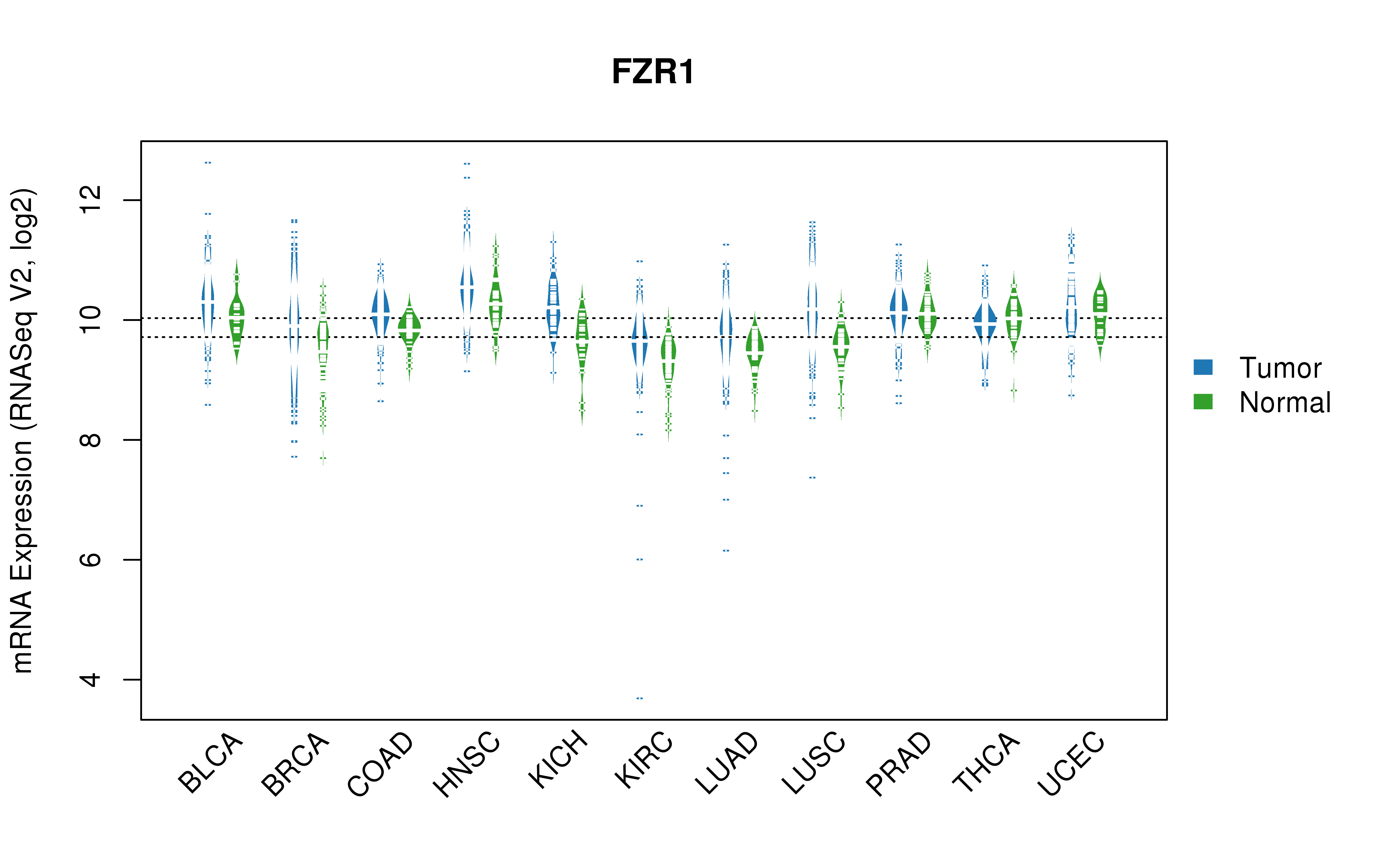 TCGA pan-cancer gene expression summary; We extracted RNASeqV2 normalized gene expression data from TCGA using the R package TCGA-Assembler. All public data files on TCGA DCC data server were gathered on Jan-05-2015.