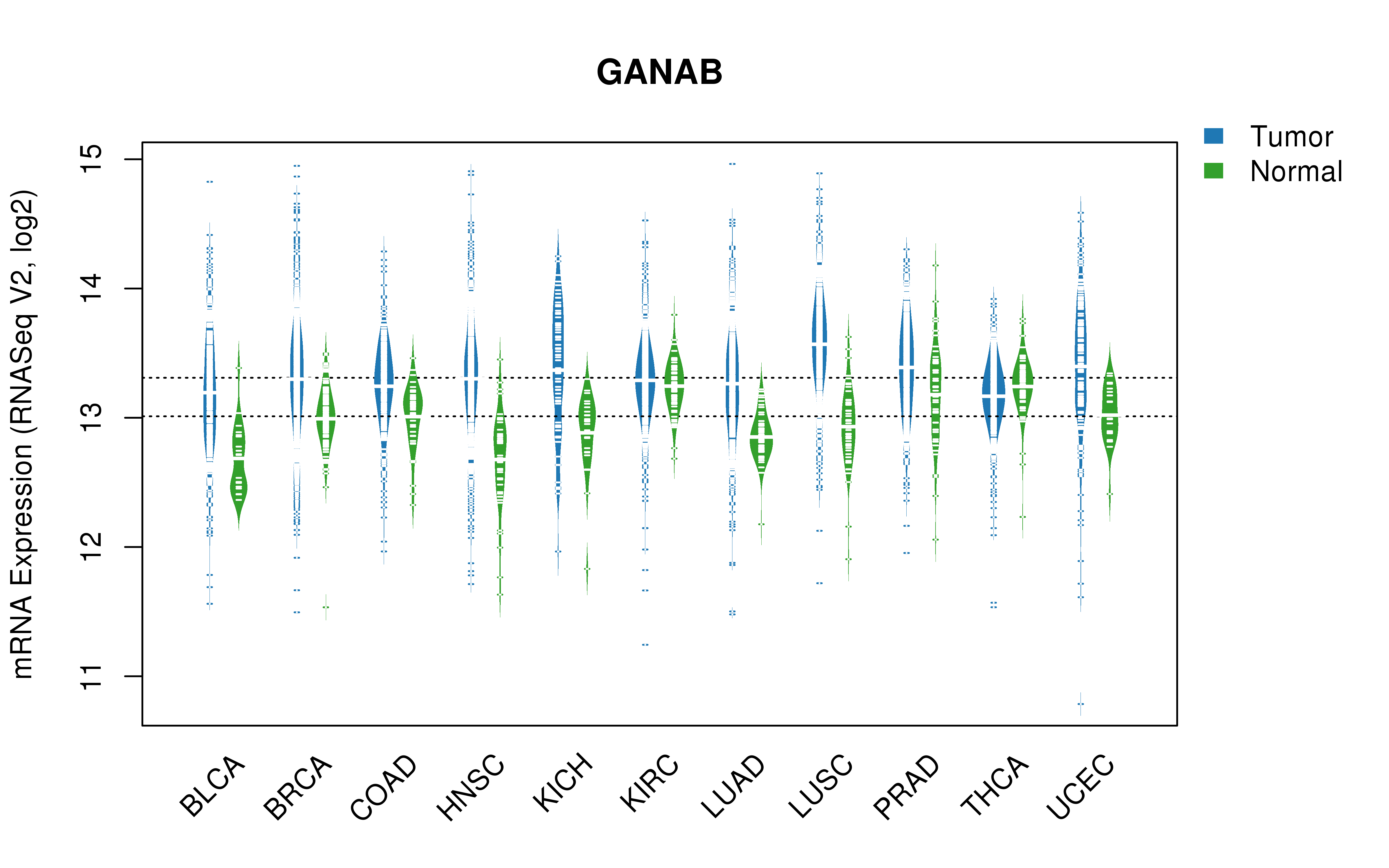 TCGA pan-cancer gene expression summary; We extracted RNASeqV2 normalized gene expression data from TCGA using the R package TCGA-Assembler. All public data files on TCGA DCC data server were gathered on Jan-05-2015.