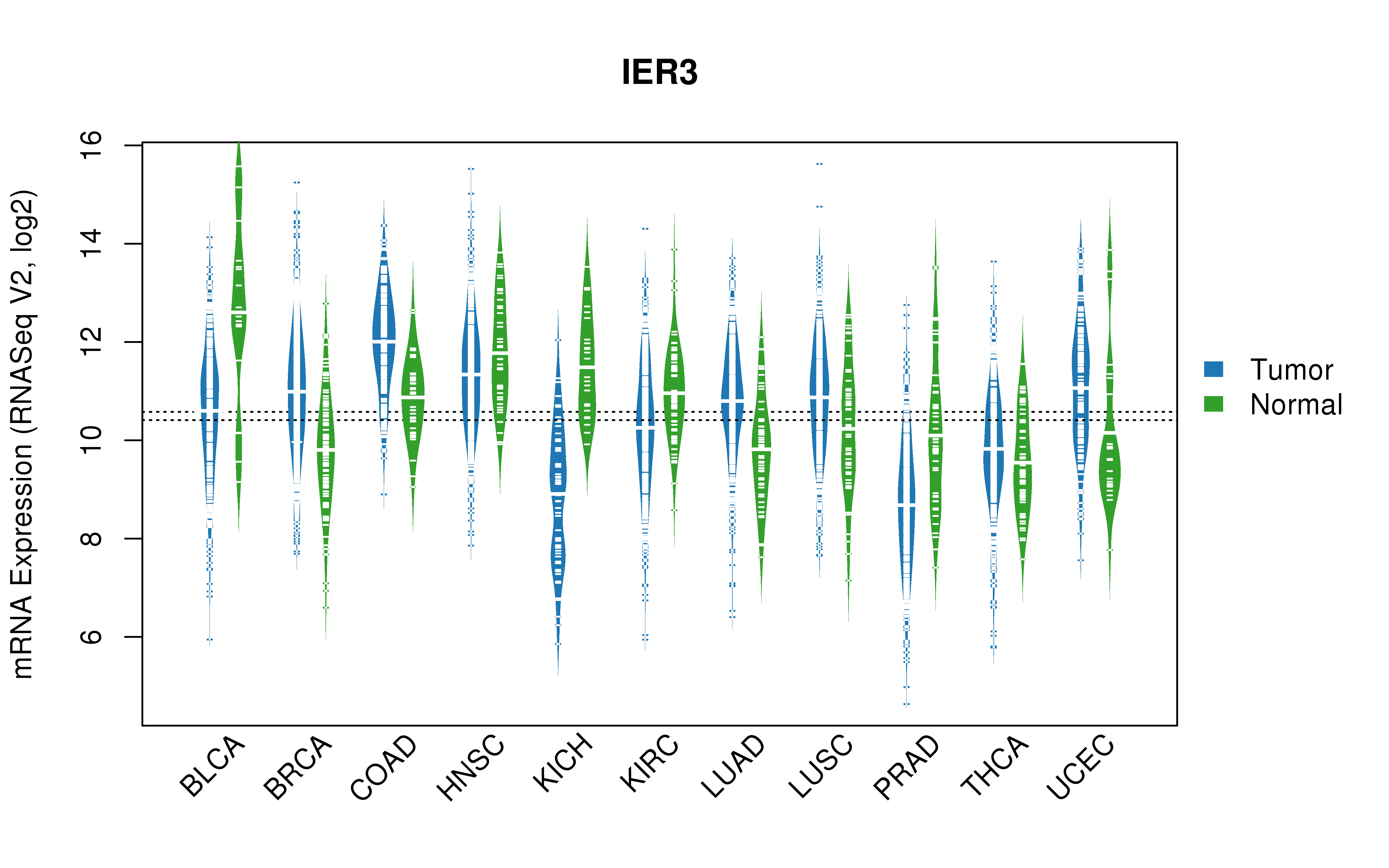 TCGA pan-cancer gene expression summary; We extracted RNASeqV2 normalized gene expression data from TCGA using the R package TCGA-Assembler. All public data files on TCGA DCC data server were gathered on Jan-05-2015.