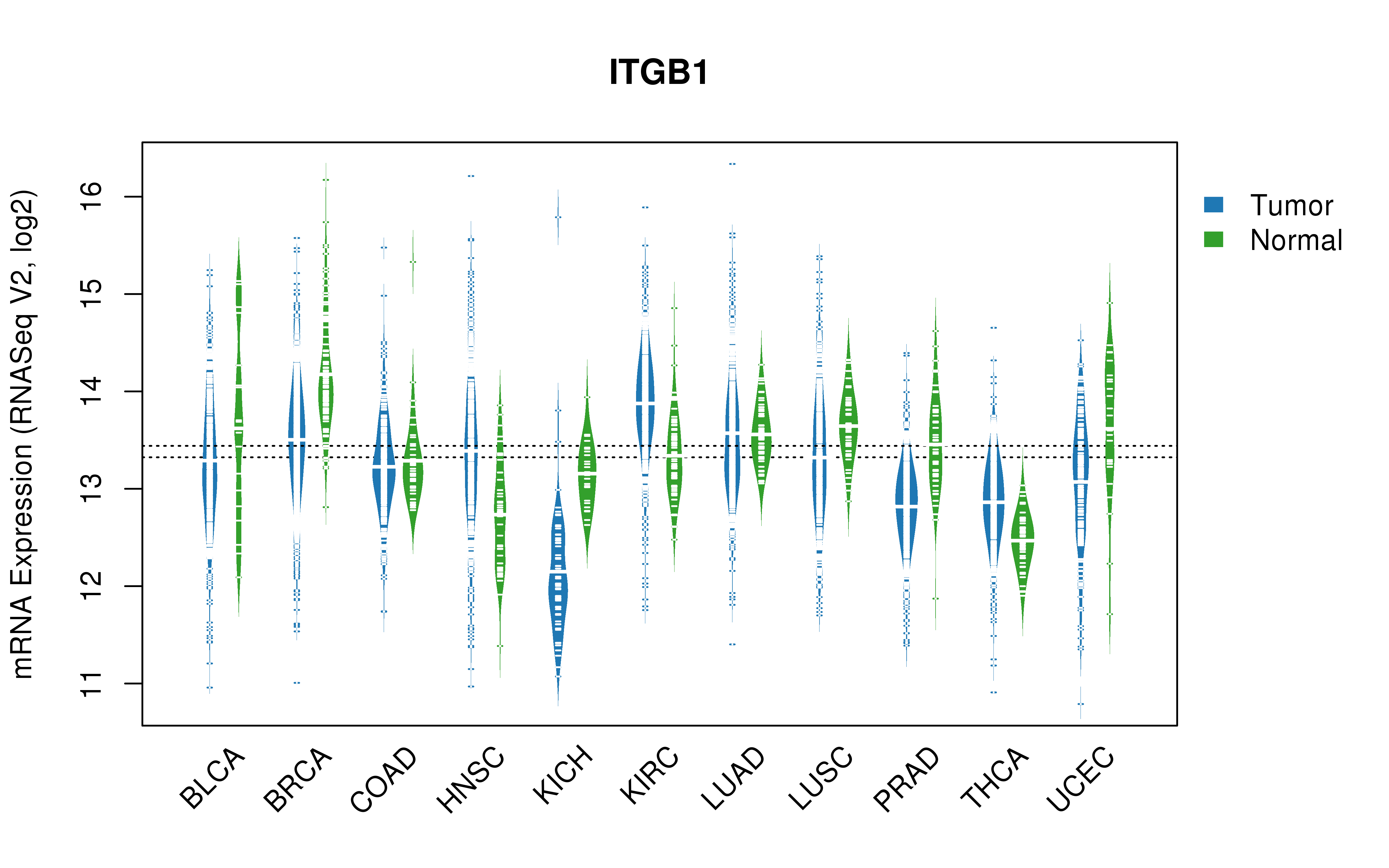 TCGA pan-cancer gene expression summary; We extracted RNASeqV2 normalized gene expression data from TCGA using the R package TCGA-Assembler. All public data files on TCGA DCC data server were gathered on Jan-05-2015.