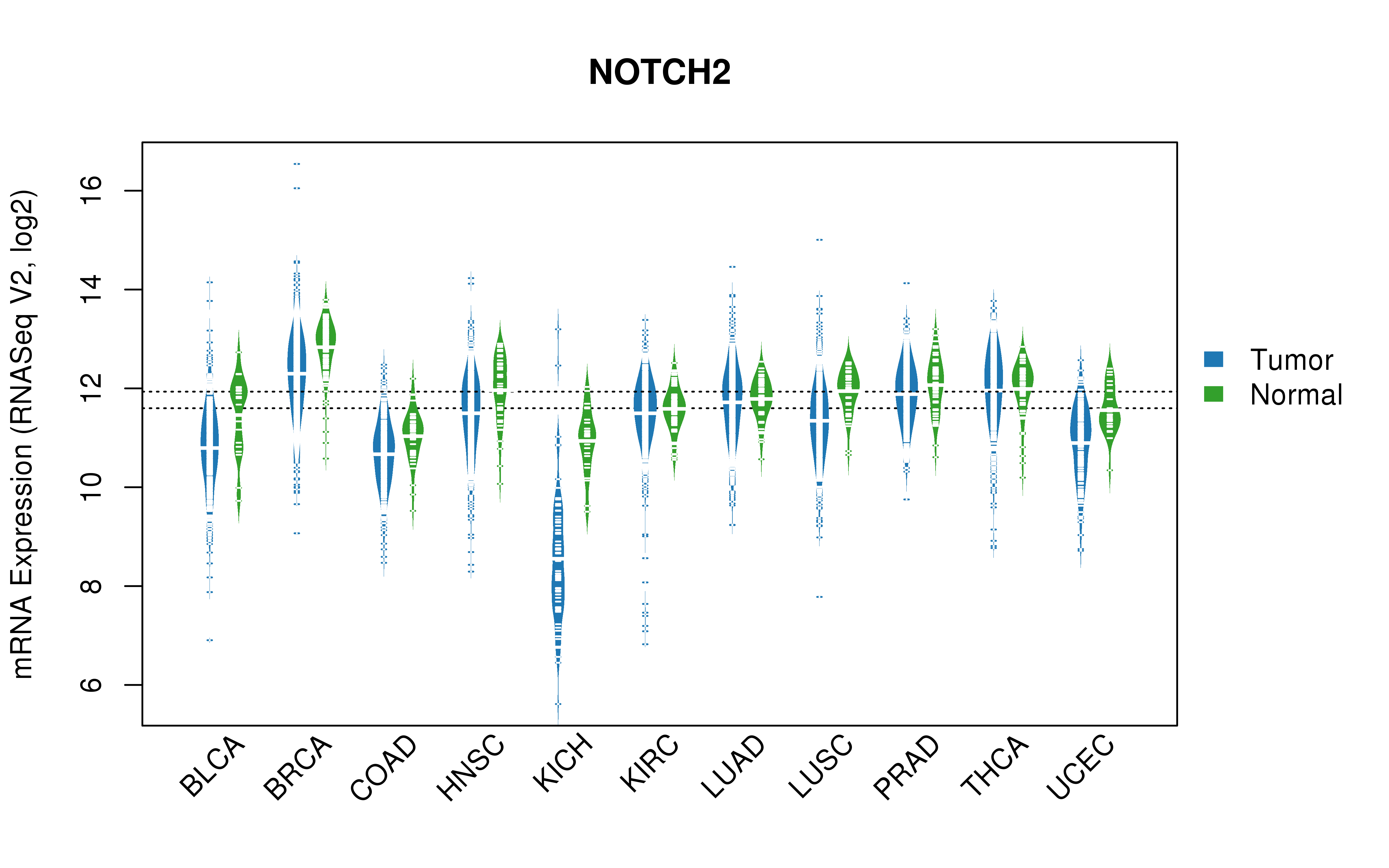 TCGA pan-cancer gene expression summary; We extracted RNASeqV2 normalized gene expression data from TCGA using the R package TCGA-Assembler. All public data files on TCGA DCC data server were gathered on Jan-05-2015.