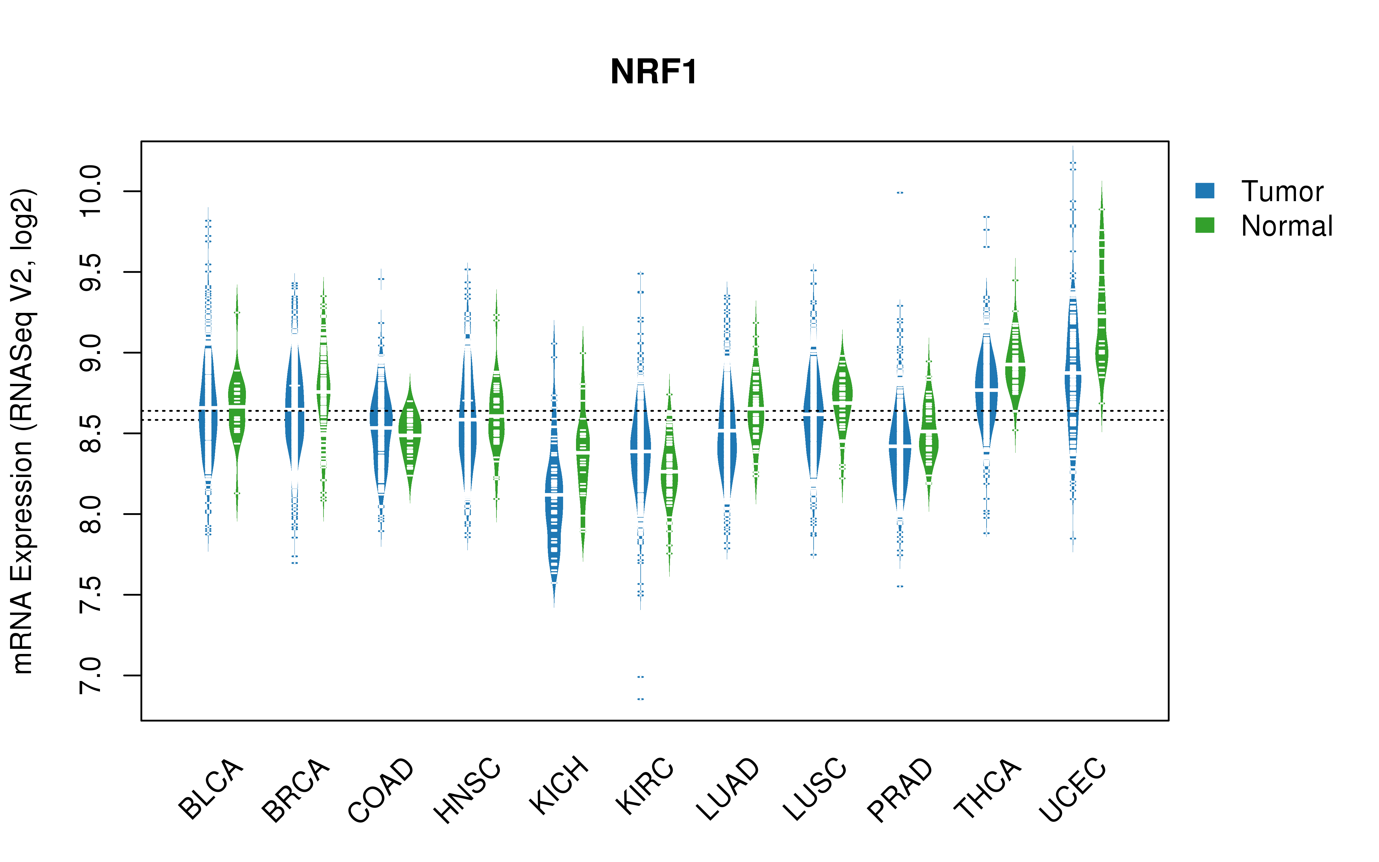 TCGA pan-cancer gene expression summary; We extracted RNASeqV2 normalized gene expression data from TCGA using the R package TCGA-Assembler. All public data files on TCGA DCC data server were gathered on Jan-05-2015.