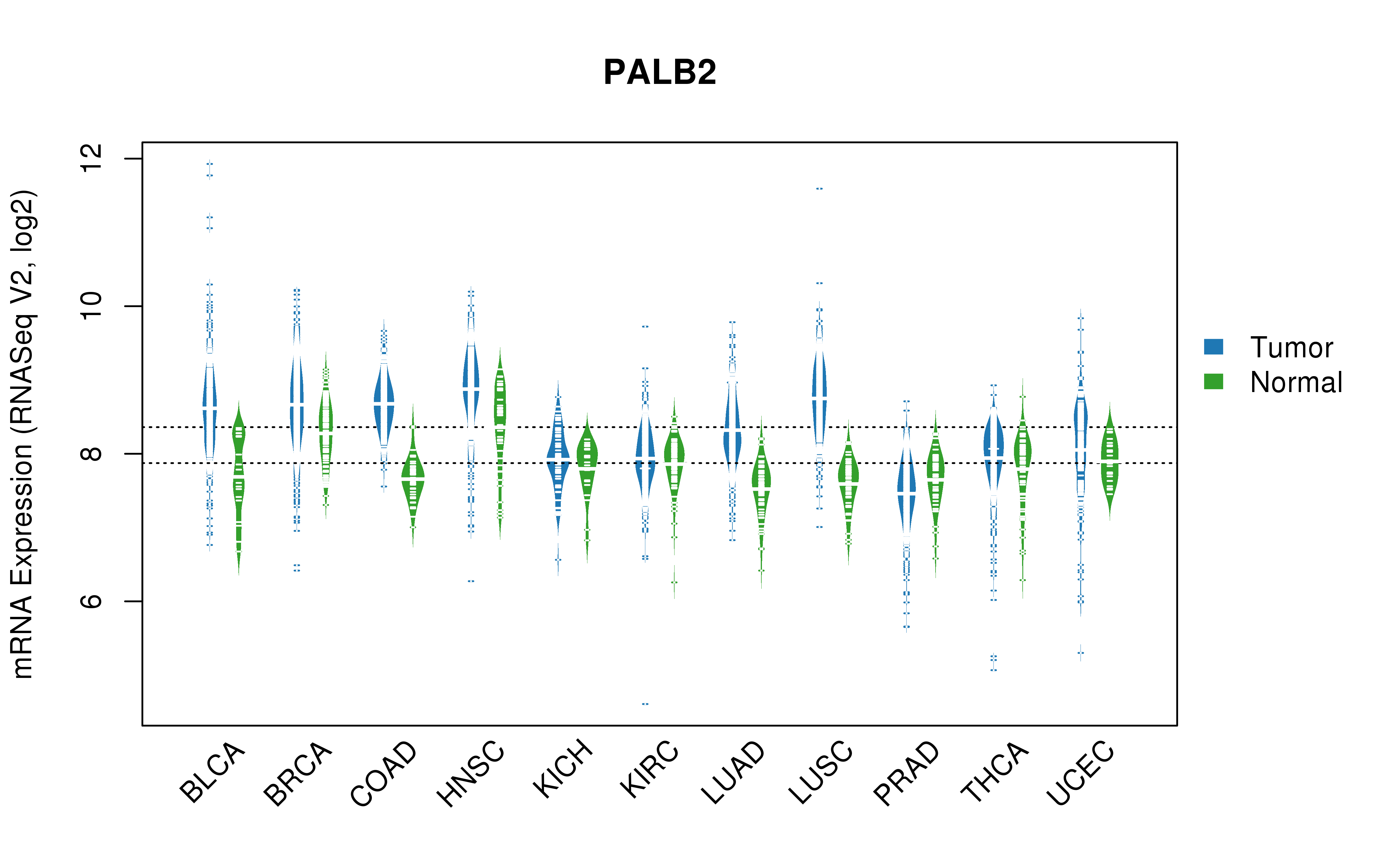 TCGA pan-cancer gene expression summary; We extracted RNASeqV2 normalized gene expression data from TCGA using the R package TCGA-Assembler. All public data files on TCGA DCC data server were gathered on Jan-05-2015.