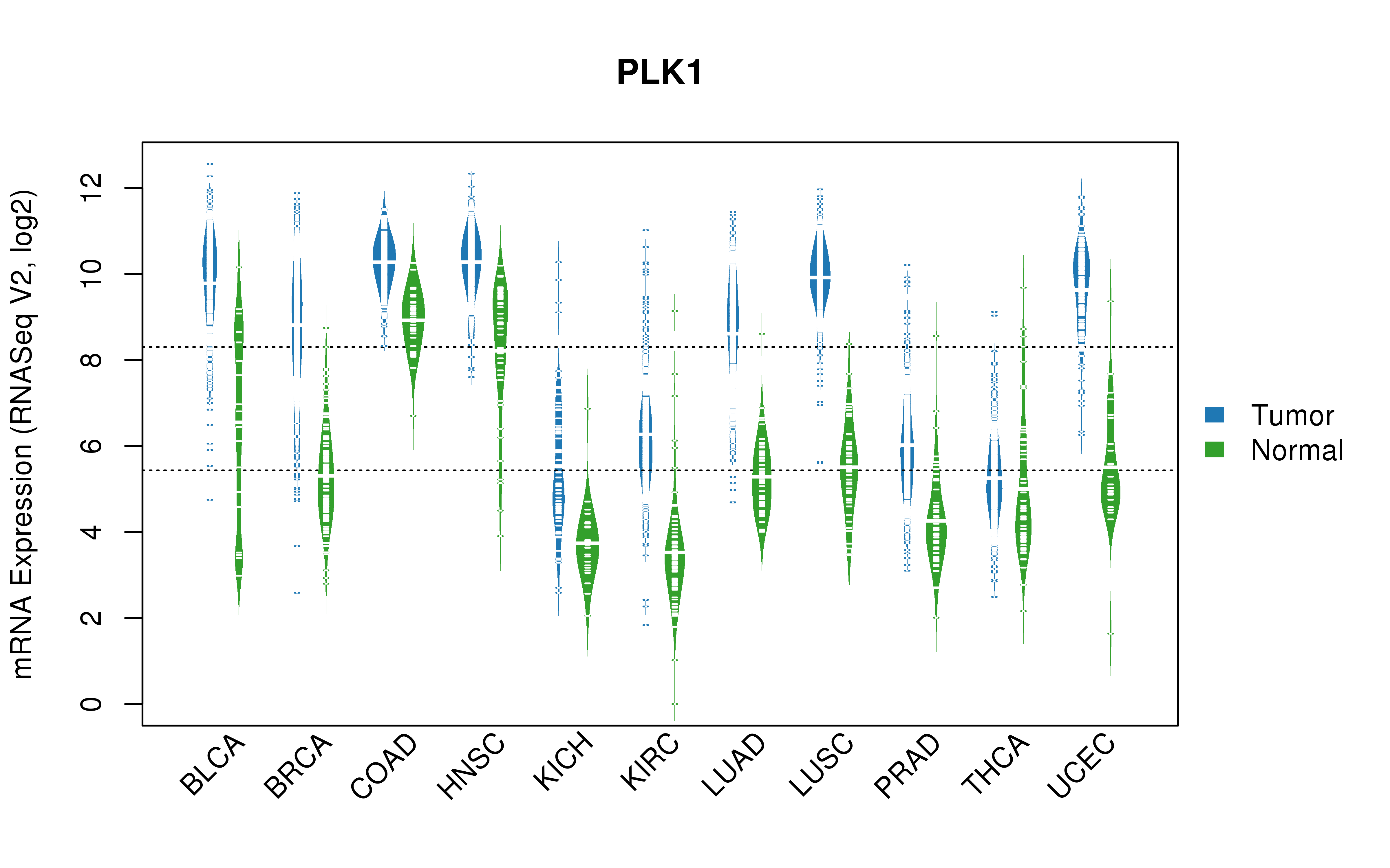 TCGA pan-cancer gene expression summary; We extracted RNASeqV2 normalized gene expression data from TCGA using the R package TCGA-Assembler. All public data files on TCGA DCC data server were gathered on Jan-05-2015.