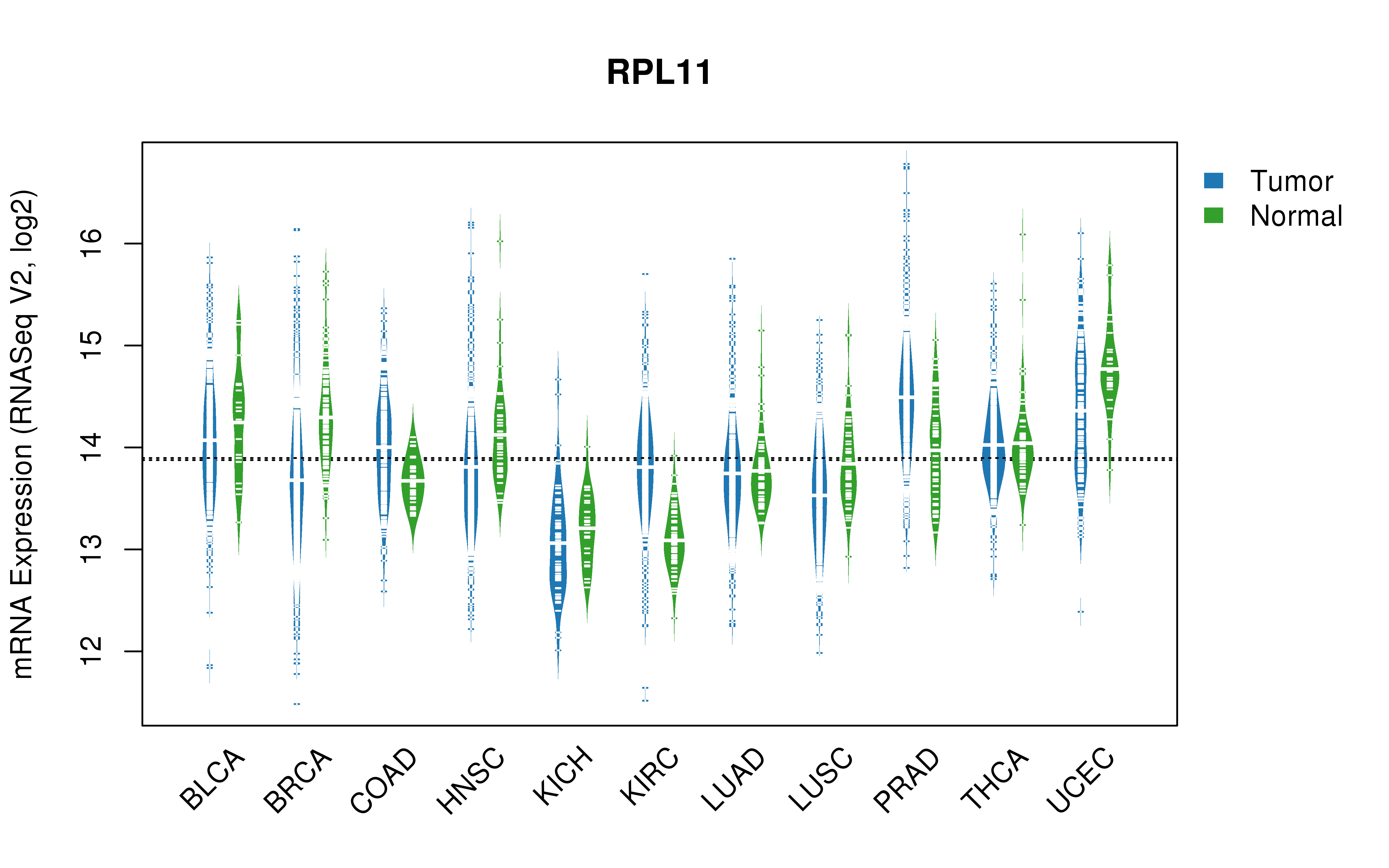 TCGA pan-cancer gene expression summary; We extracted RNASeqV2 normalized gene expression data from TCGA using the R package TCGA-Assembler. All public data files on TCGA DCC data server were gathered on Jan-05-2015.