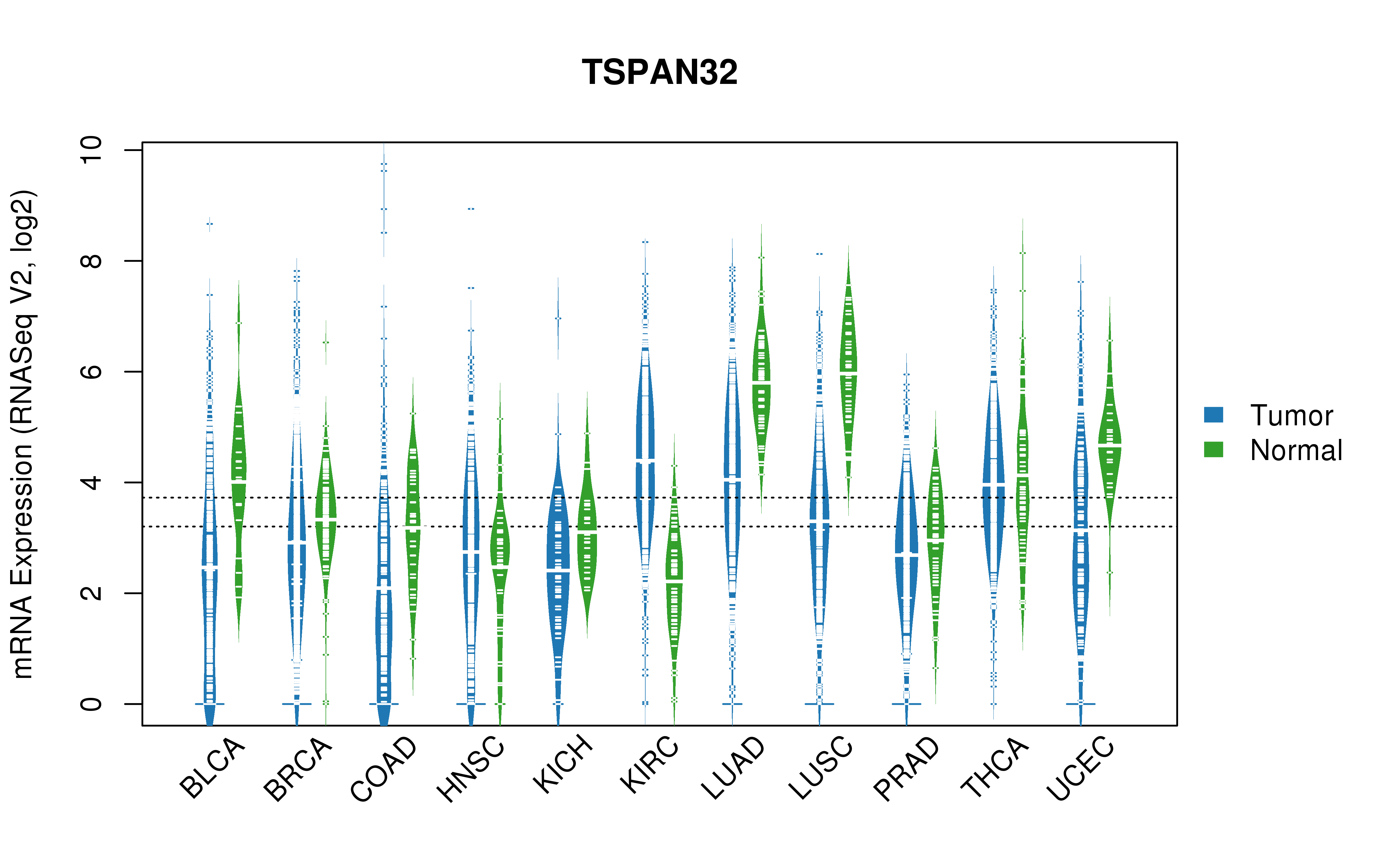 TCGA pan-cancer gene expression summary; We extracted RNASeqV2 normalized gene expression data from TCGA using the R package TCGA-Assembler. All public data files on TCGA DCC data server were gathered on Jan-05-2015.