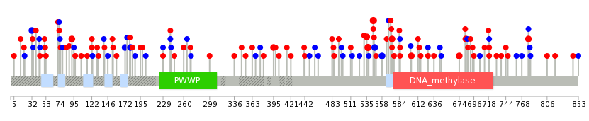 We used uniprot protein structure data from ensemble BioMart database. The size of circle shows the relative mutation number.