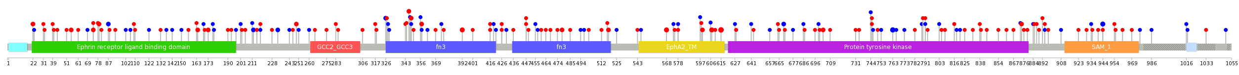 We used uniprot protein structure data from ensemble BioMart database. The size of circle shows the relative mutation number.