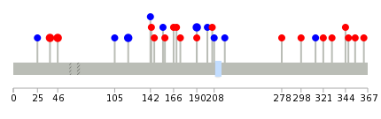 We used uniprot protein structure data from ensemble BioMart database. The size of circle shows the relative mutation number.