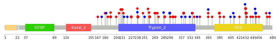 We used uniprot protein structure data from ensemble BioMart database. The size of circle shows the relative mutation number.