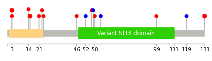 We used uniprot protein structure data from ensemble BioMart database. The size of circle shows the relative mutation number.