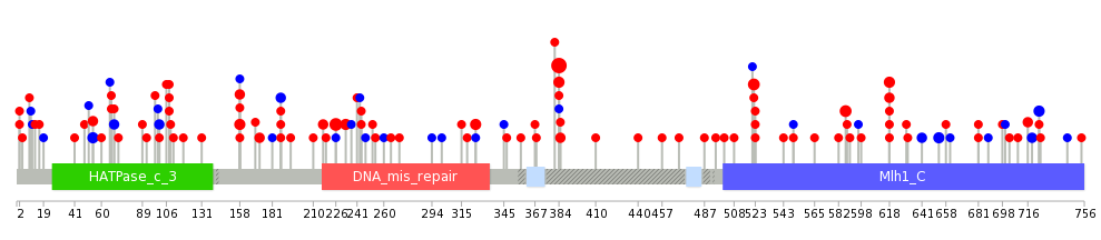 We used uniprot protein structure data from ensemble BioMart database. The size of circle shows the relative mutation number.