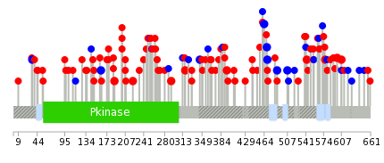 We used uniprot protein structure data from ensemble BioMart database. The size of circle shows the relative mutation number.