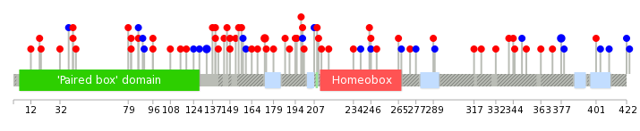 We used uniprot protein structure data from ensemble BioMart database. The size of circle shows the relative mutation number.