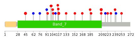 We used uniprot protein structure data from ensemble BioMart database. The size of circle shows the relative mutation number.