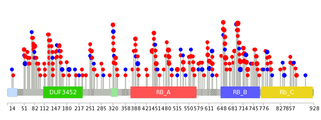 We used uniprot protein structure data from ensemble BioMart database. The size of circle shows the relative mutation number.