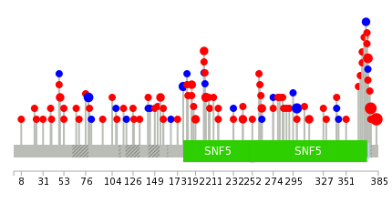 We used uniprot protein structure data from ensemble BioMart database. The size of circle shows the relative mutation number.