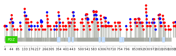 We used uniprot protein structure data from ensemble BioMart database. The size of circle shows the relative mutation number.