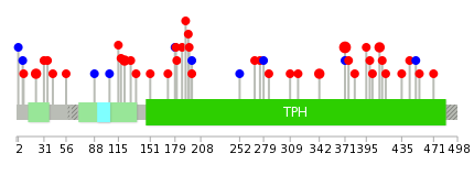 We used uniprot protein structure data from ensemble BioMart database. The size of circle shows the relative mutation number.