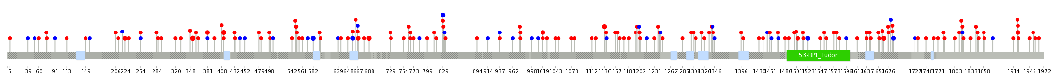 We used uniprot protein structure data from ensemble BioMart database. The size of circle shows the relative mutation number.