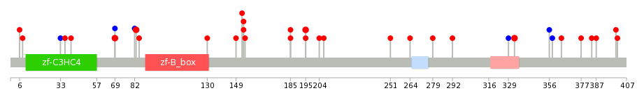 We used uniprot protein structure data from ensemble BioMart database. The size of circle shows the relative mutation number.