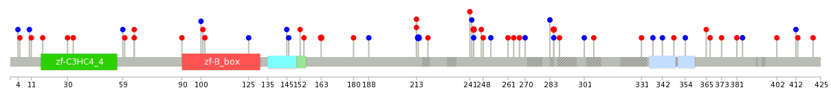 We used uniprot protein structure data from ensemble BioMart database. The size of circle shows the relative mutation number.