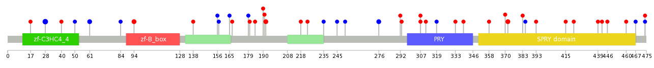 We used uniprot protein structure data from ensemble BioMart database. The size of circle shows the relative mutation number.