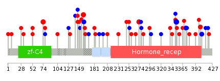 We used uniprot protein structure data from ensemble BioMart database. The size of circle shows the relative mutation number.